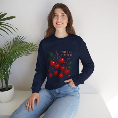 Cherry Coated Crewneck Sweatshirt — Retro Cherry Graphic Pullover