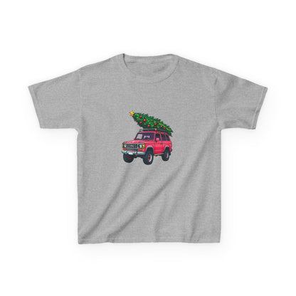 Pink SUV Dino Christmas Tree Kids Tee