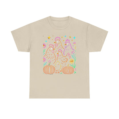 Autumn Glow Chicken Tee – Colorful Farmhouse Pumpkin Shirt