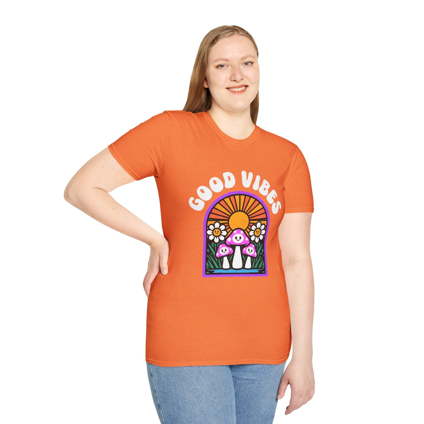Good Vibes Unisex Softstyle T-Shirt | Retro Graphic Tee | Summer Vibe Shirt | Festival Fashion | Relaxed Fit Casual Top