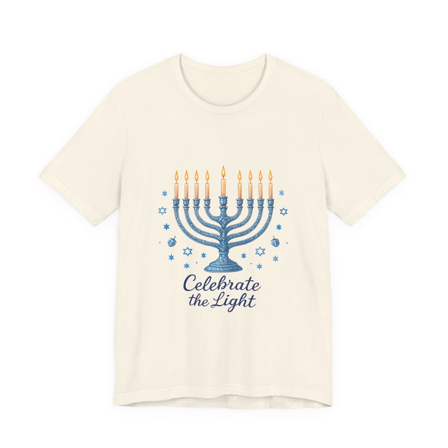Hanukkah Menorah Tee — "Celebrate the Light" Holiday T‑Shirt