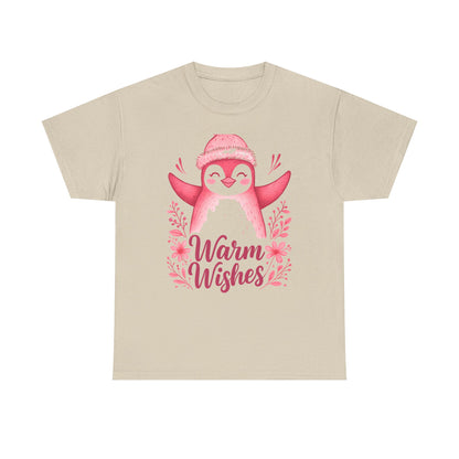 Warm Wishes Pink Penguin Tee - Holiday Tee