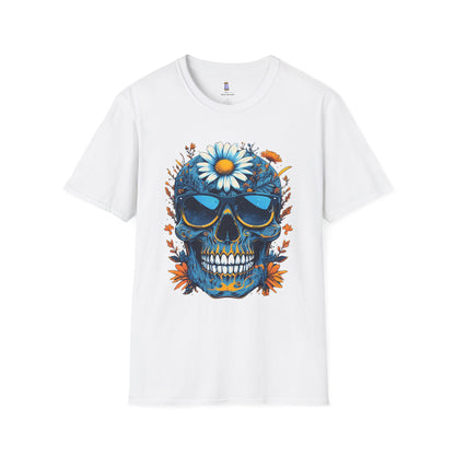 Bohemian Skull T-Shirt - Artistic Graphic Tee for Music Lovers, Festival Attire, Unique Gift, Unisex Softstyle Top