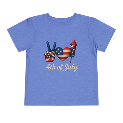 4th of July Peace & Heart Tee: Patriotic Toddler Shirt