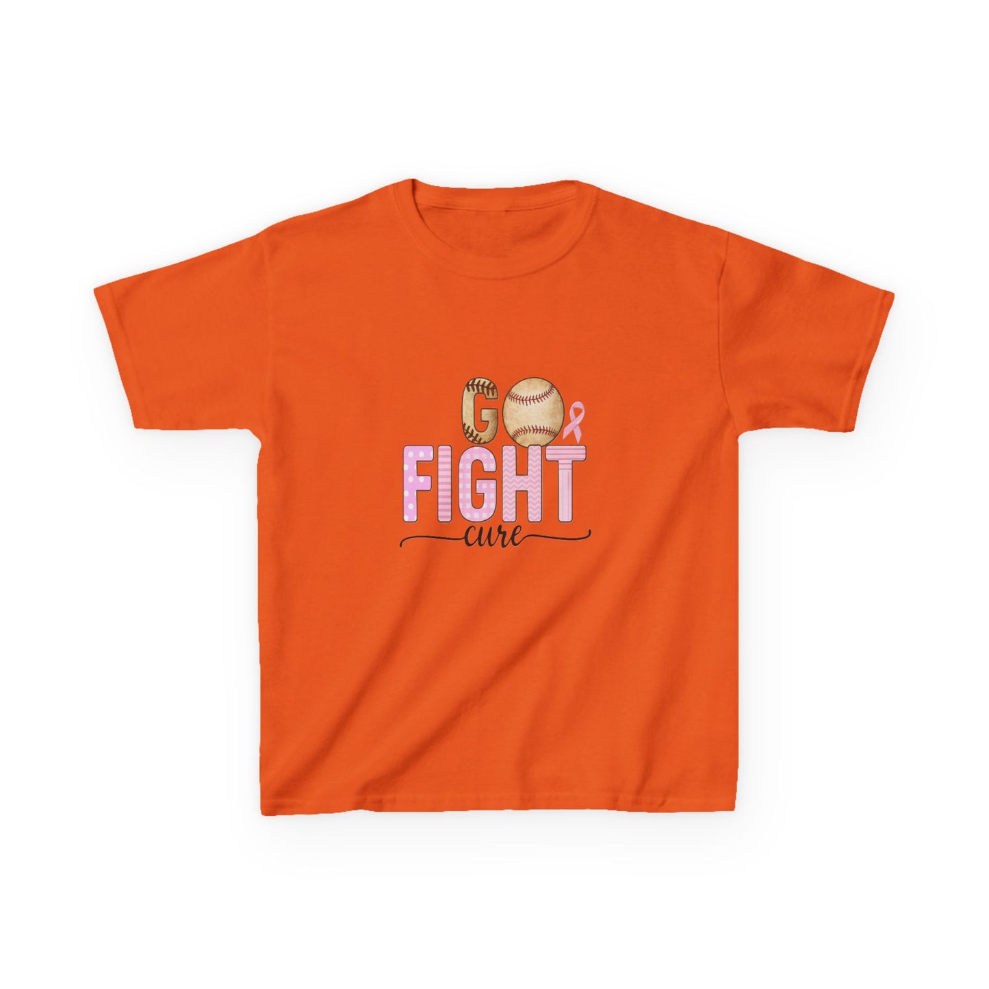 Go Fight Cure Baseball Pink Ribbon Kids Christmas Tee