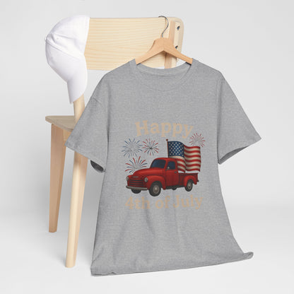 🚙 Happy 4th of July Truck Tee – Patriotic Vintage Pickup Shirt