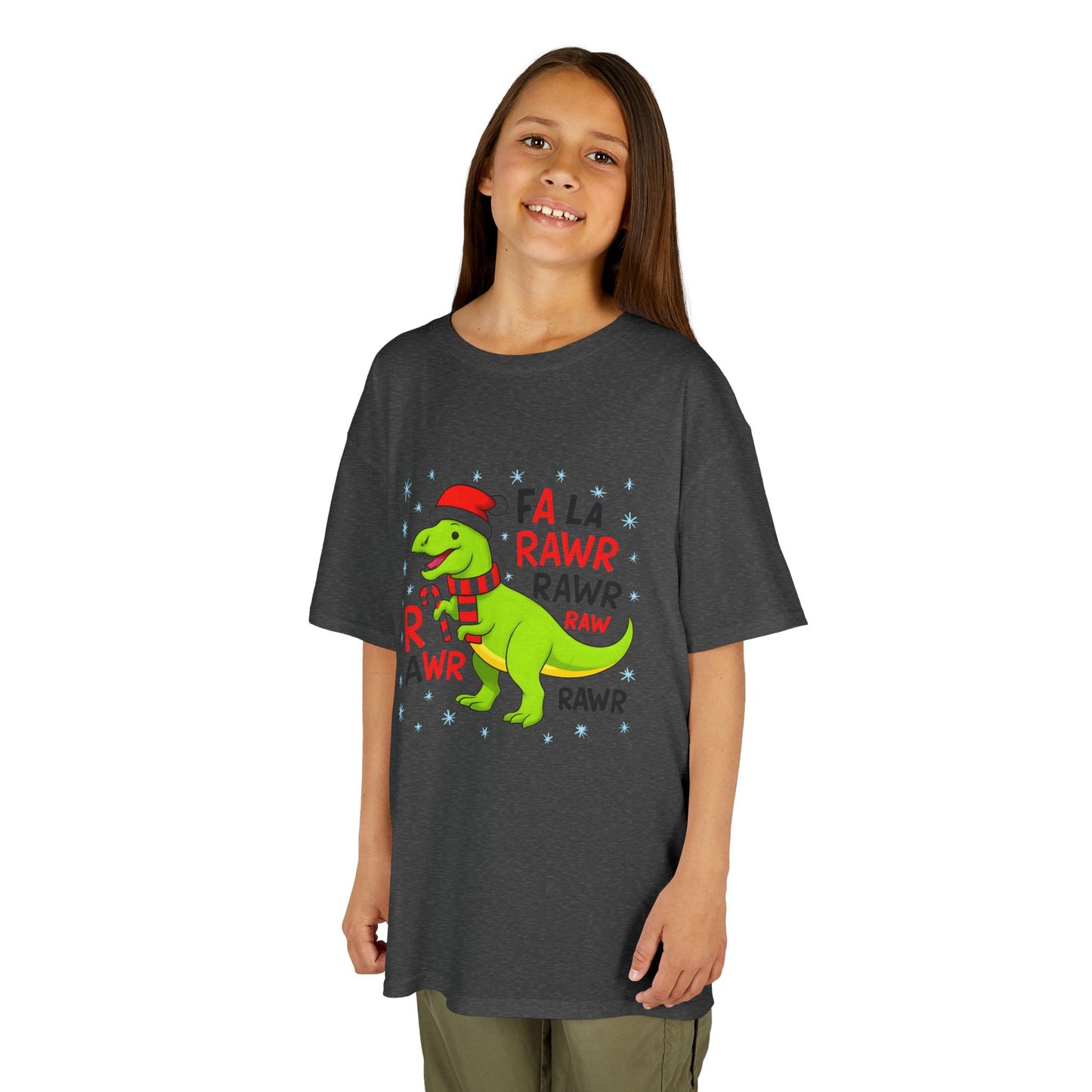Holiday Dinosaur Kids Tee, Christmas Shirt, Fun Dinosaur T-Shirt, Kids Party Outfit, Cute Graphic Tee, Gift for Kids