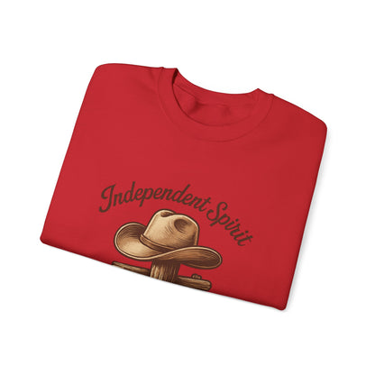 Crewneck Sweatshirt — "Independent Spirit, Quiet Swagger" Western Hat Graphic