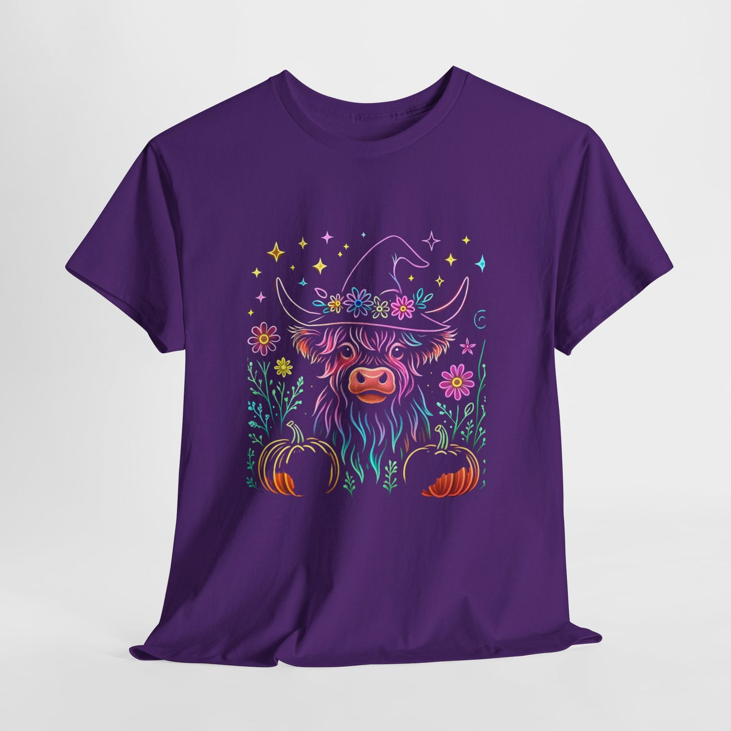 🎃 Magical Highland Cow Tee – Witchy Pumpkin Farm Shirt
