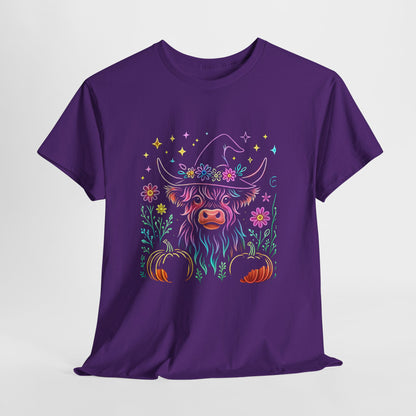 🎃 Magical Highland Cow Tee – Witchy Pumpkin Farm Shirt