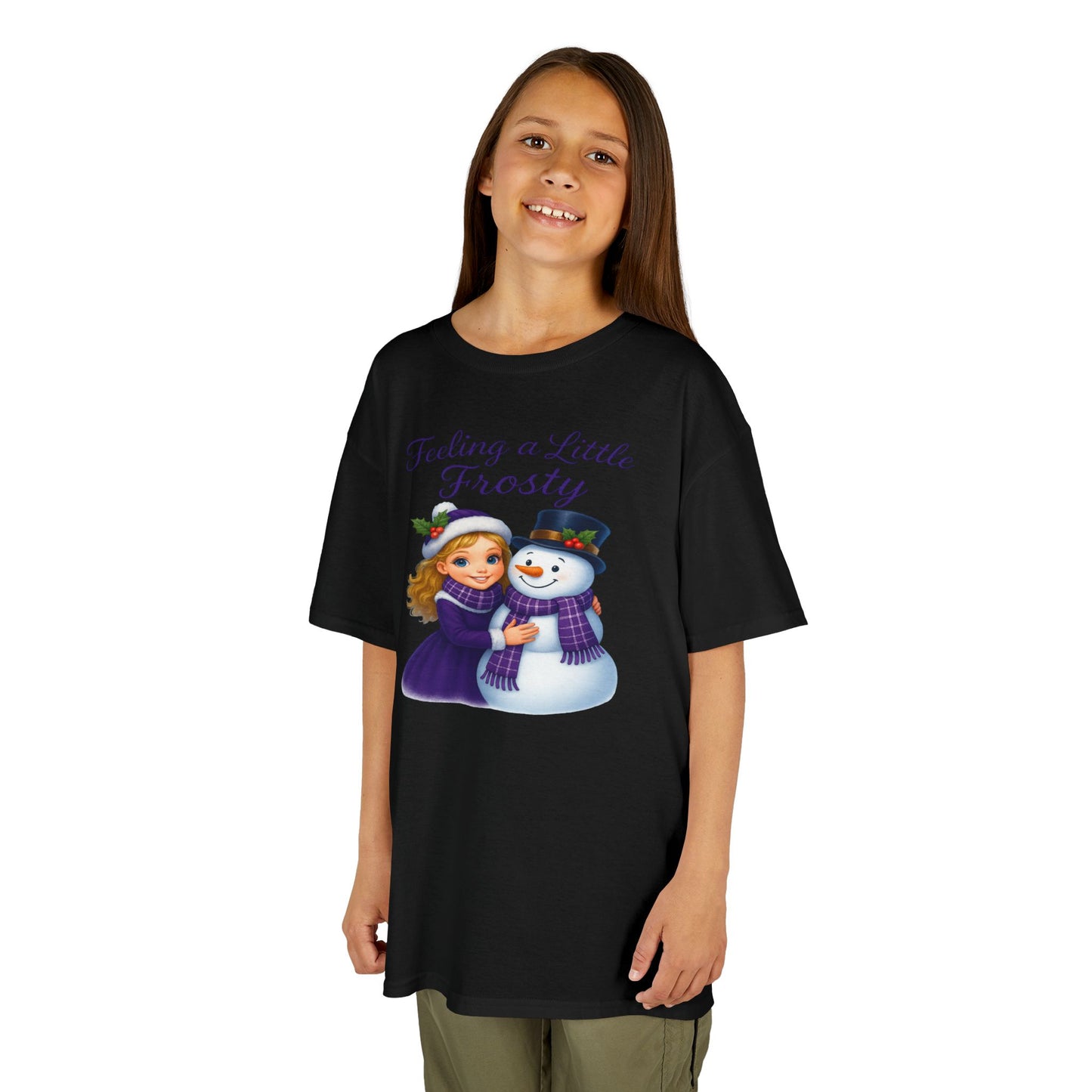 Kids Heavy Cotton™ Tee, Feeling a Little Frosty T-Shirt, Winter Tee, Holiday Gift for Kids, Cute Snowman Shirt, Fun Winter Apparel