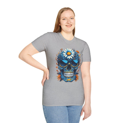 Bohemian Skull T-Shirt - Artistic Graphic Tee for Music Lovers, Festival Attire, Unique Gift, Unisex Softstyle Top