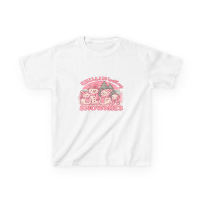 Chillin' with My Snowmies - Holiday Dinosaur Kids Tee