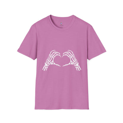 Skull Heart T-Shirt - Unisex Graphic Tee for Halloween, Love, Gifts, Casual Wear, Skeleton