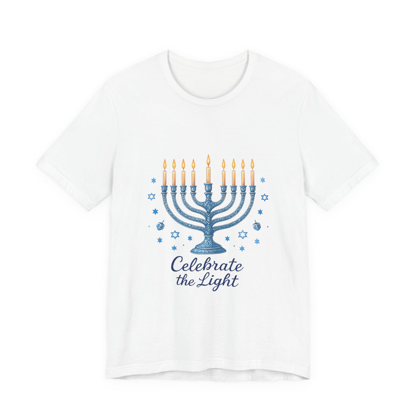 Hanukkah Menorah Tee — "Celebrate the Light" Holiday T‑Shirt