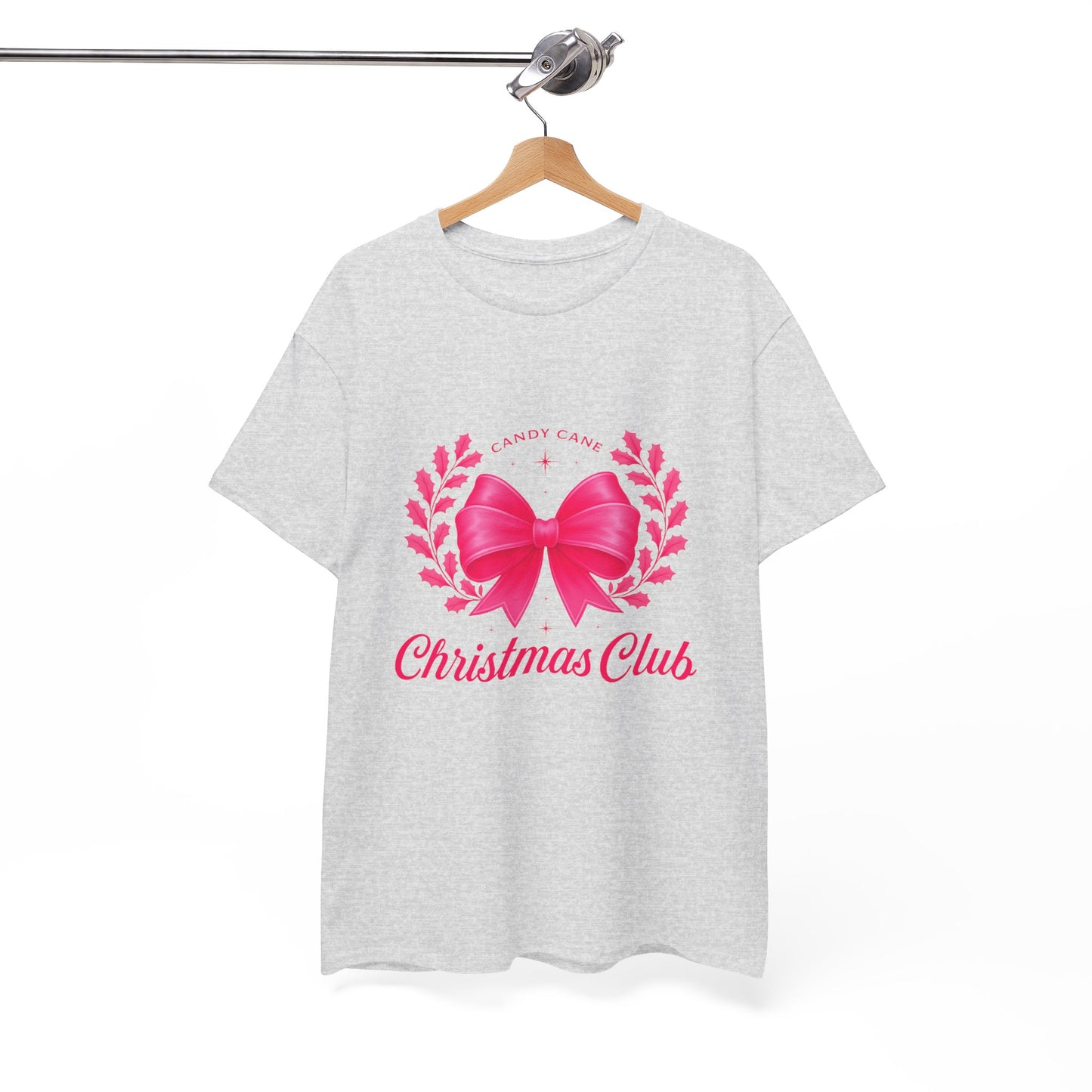 Christmas Tee with Pink Bow and Candy Cane Christmas Club Text