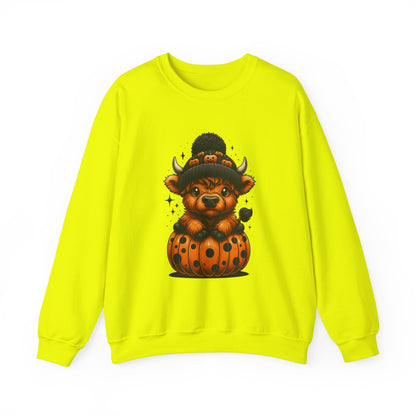 Halloween Cow Calf in Pumpkin Crewneck Sweatshirt