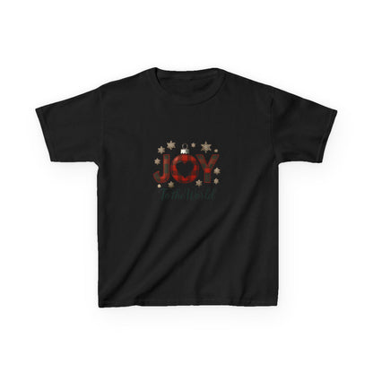 JOY Dinosaur Christmas Tee - Plaid Ornament Dino Shirt