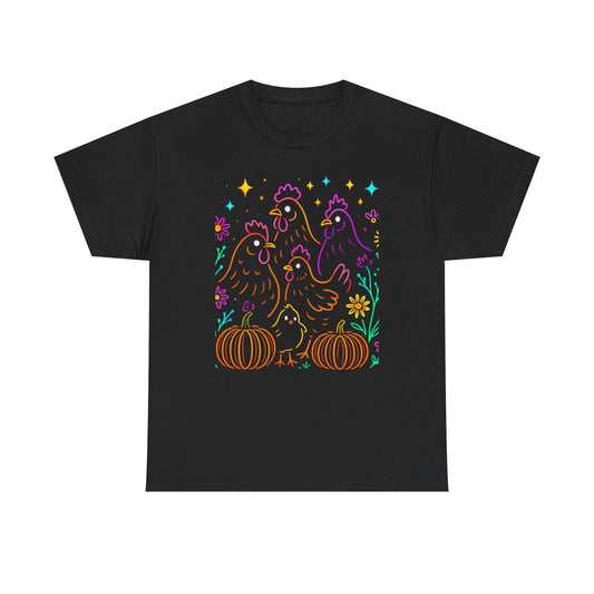 Autumn Glow Chicken Tee – Colorful Farmhouse Pumpkin Shirt