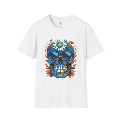 Bohemian Skull T-Shirt - Artistic Graphic Tee for Music Lovers, Festival Attire, Unique Gift, Unisex Softstyle Top