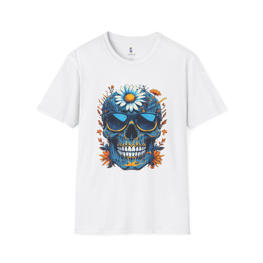 Bohemian Skull T-Shirt - Artistic Graphic Tee for Music Lovers, Festival Attire, Unique Gift, Unisex Softstyle Top
