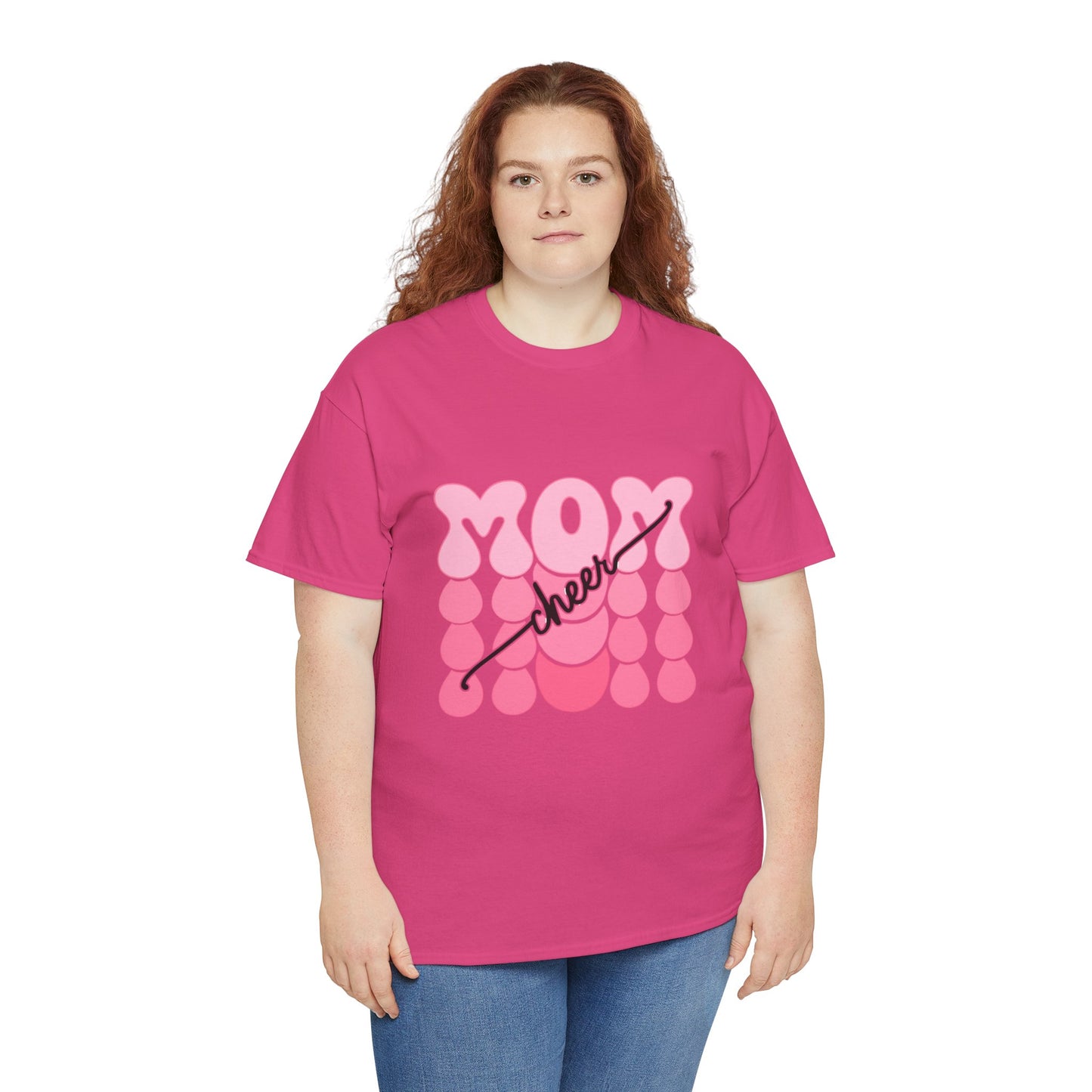 MOM Cheer – Pink Bubble Letter Spirit Tee