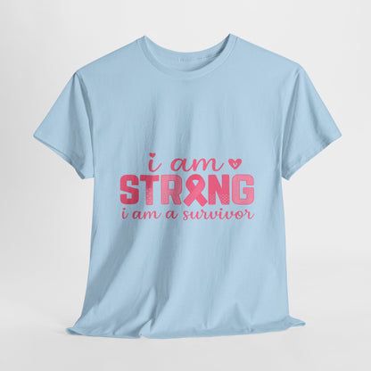 I AM STRONG - Pink Ribbon Breast Cancer Awareness Tee