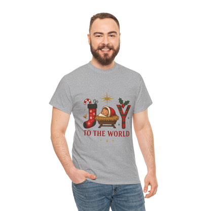 Christmas Joy Unisex Tee with Baby Jesus Illustration