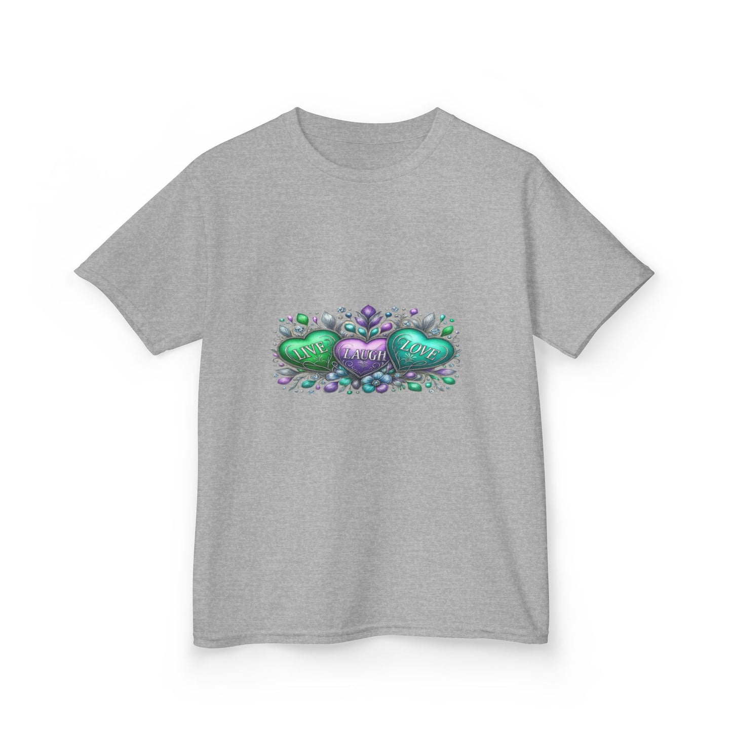 Live Laugh Love Dinosaur Heart Kids Christmas Tee