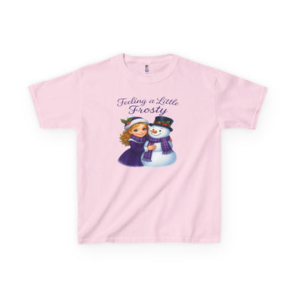 Kids Heavy Cotton™ Tee, Feeling a Little Frosty T-Shirt, Winter Tee, Holiday Gift for Kids, Cute Snowman Shirt, Fun Winter Apparel