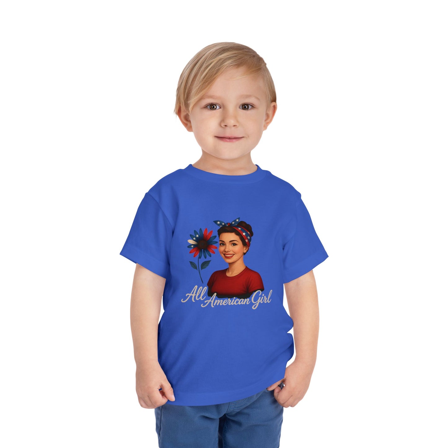 Toddler Tee All American Girl Patriotic Floral Shirt