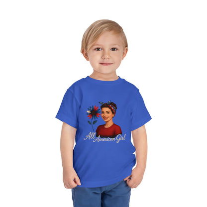Toddler Tee All American Girl Patriotic Floral Shirt