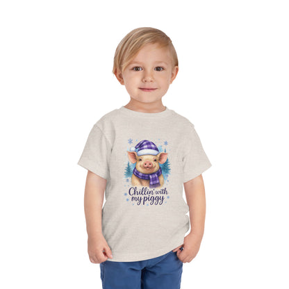 Chillin' Piggy Toddler Christmas Tee