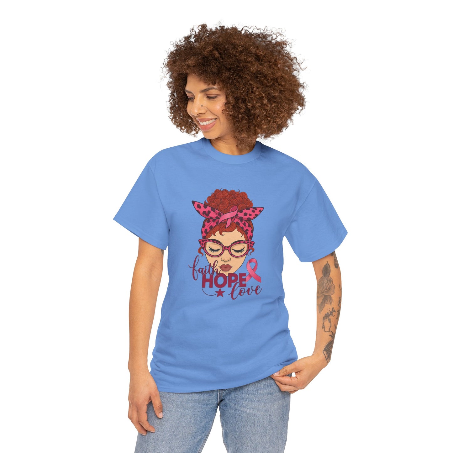 Empowering Cancer Awareness Tee, Hope Love Pink Ribbon Shirt, Inspirational Unisex Tee, Gifts for Breast Cancer Awareness, Supportive [...]