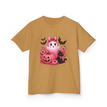 Pink Ghost Halloween Kids Tee - Spooky Cute!