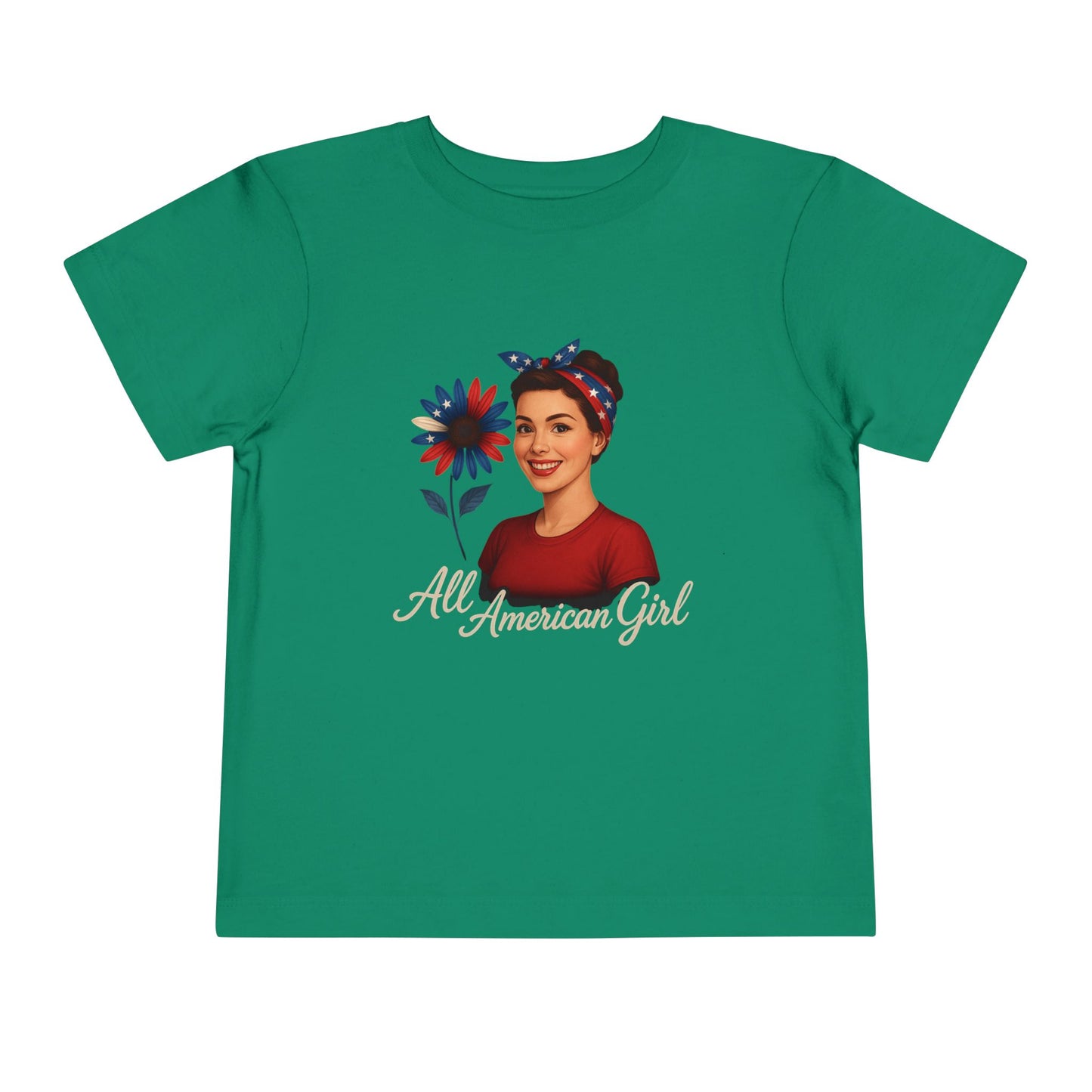 Toddler Tee All American Girl Patriotic Floral Shirt