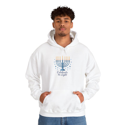 Hanukkah Menorah Hoodie - "Celebrate the Light" Holiday Sweatshirt