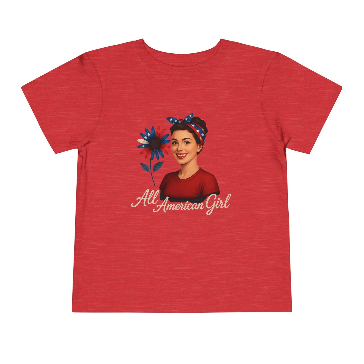 Toddler Tee All American Girl Patriotic Floral Shirt