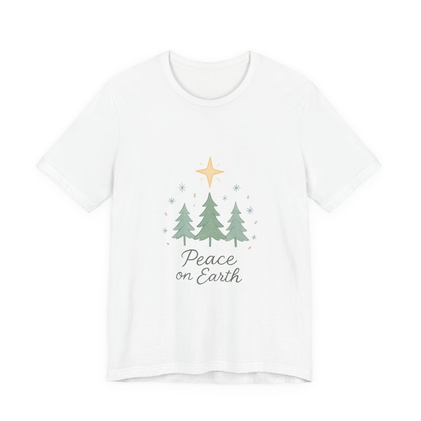 Peace on Earth Christmas Tee — Holiday Pine Tree Graphic Shirt