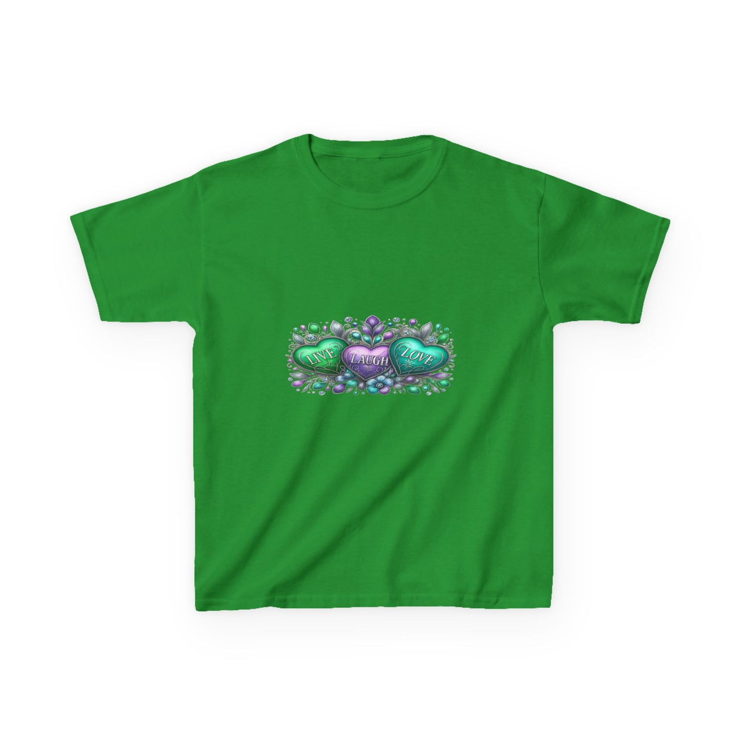 Live Laugh Love Dinosaur Heart Kids Christmas Tee