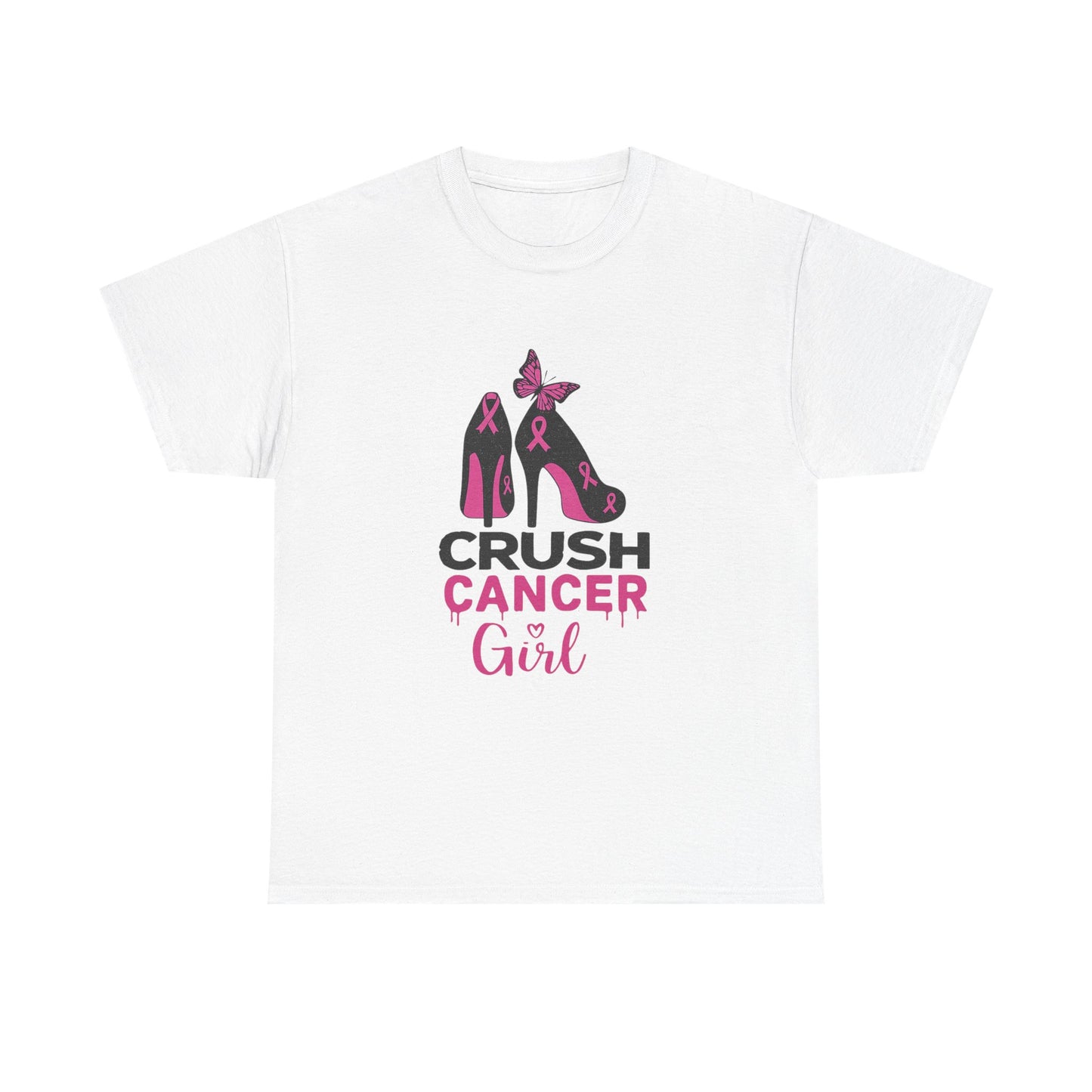 Crush Cancer Girl Tee: High Heels, Pink Ribbon, Hope