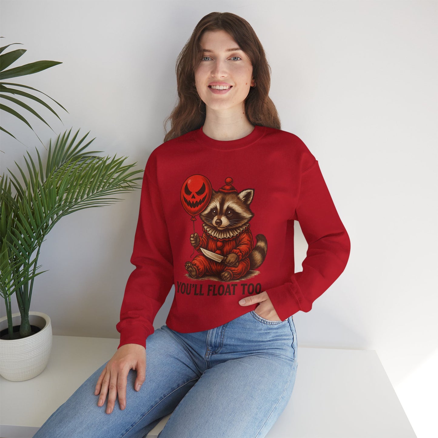 Creepy Clown Raccoon Halloween Sweatshirt