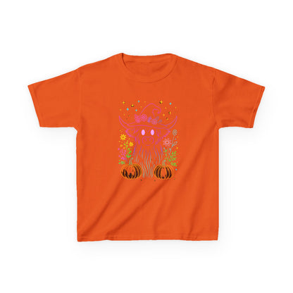 Halloween Highland Cow Tee - Spooky & Cute Kids Shirt