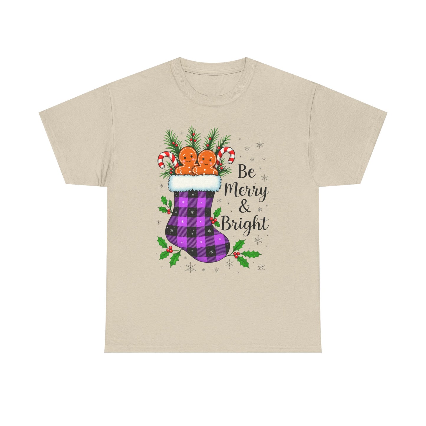 Buffalo Plaid Stocking Unisex Tee - Be Merry & Bright