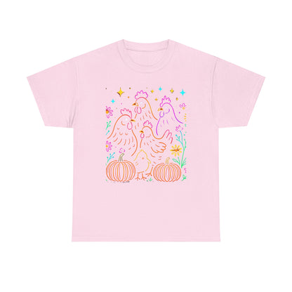Autumn Glow Chicken Tee – Colorful Farmhouse Pumpkin Shirt