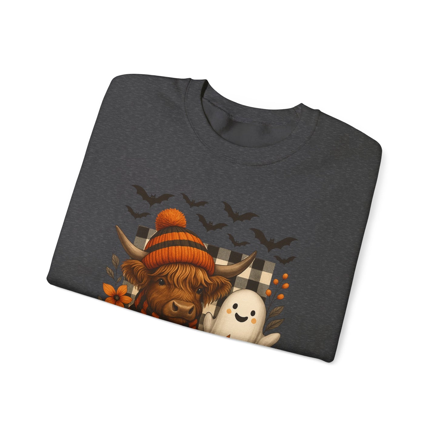 Happy Halloween Cow & Ghost Crewneck Sweatshirt
