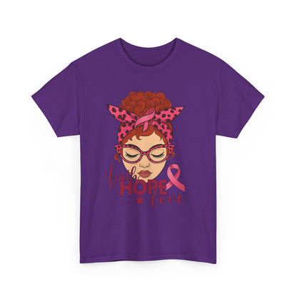Hope, Faith & Love: Pink Ribbon Awareness Tee
