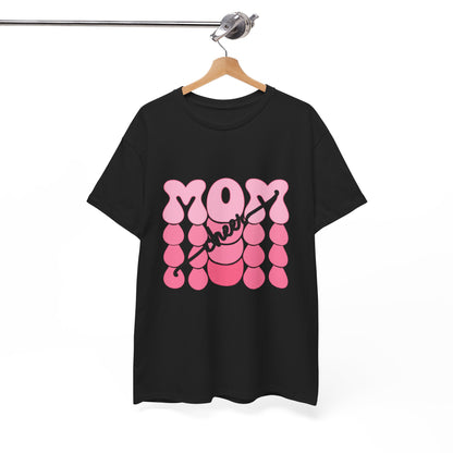 MOM Cheer – Pink Bubble Letter Spirit Tee