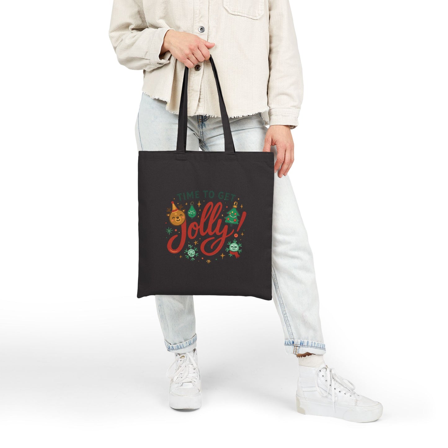 Tote Bag — 'Time to Get Jolly!' Christmas Canvas Tote