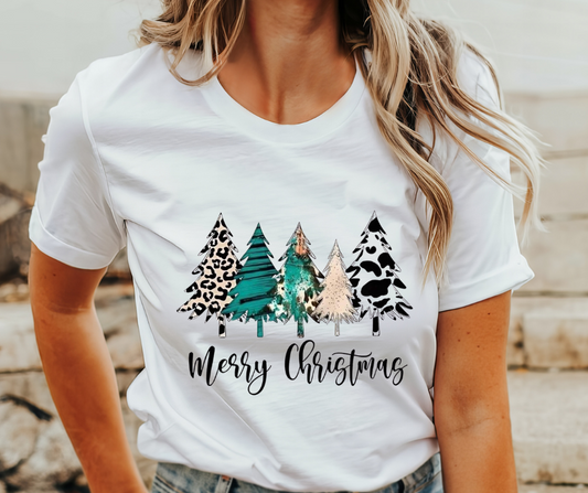 Merry Christmas Tress Adult T-Shirt